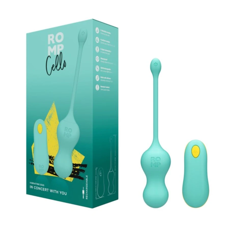 ROMP - CELLO VIBRATORE MULTIFUNZIONE A UOVO TURCHESE CON TELECOMANDO